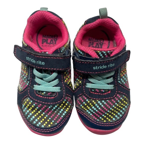 Stride Rite Navy and Pink Kids Sneakers size 5M - Picture 4 of 9